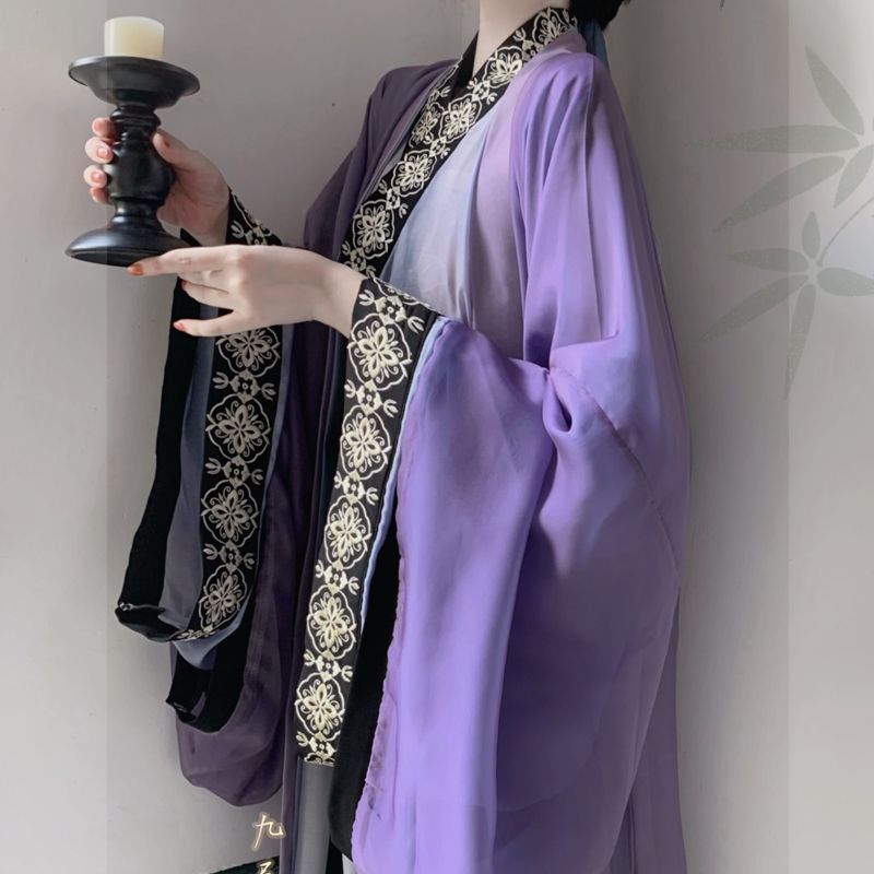 Wei Jin 诗韵 Unisex Hanfu Straight hem Big sleeve shirt