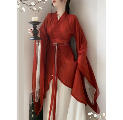 Wine Red Wei Jin Dynasty Traditional Hanfu Qipao Cheongsam Dress Skirt, gifts for women 2024