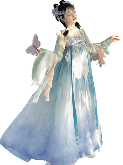 唐時代のオリジナル漢服女性の「花の詩」アンサンブル：春の小柄な人物のための絶妙な中国スタイル