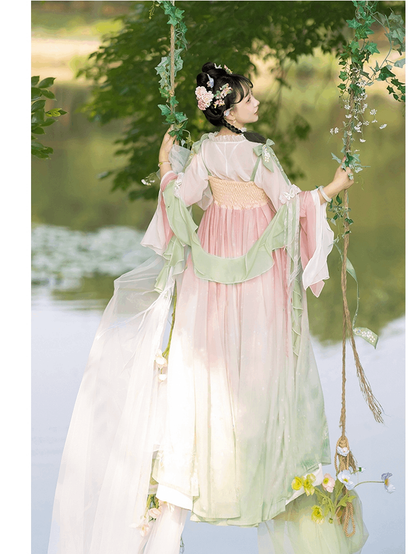 唐時代のオリジナル漢服女性の「花の詩」アンサンブル：春の小柄な人物のための絶妙な中国スタイル