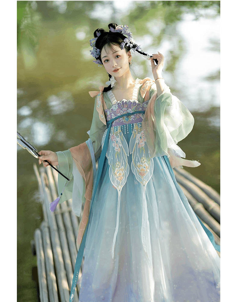 唐時代のオリジナル漢服女性の「花の詩」アンサンブル：春の小柄な人物のための絶妙な中国スタイル