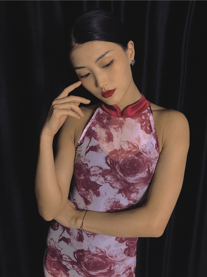 Elegant Floral Hanfu Qipao Cheongsam Dress Skirt, gifts for women 2024